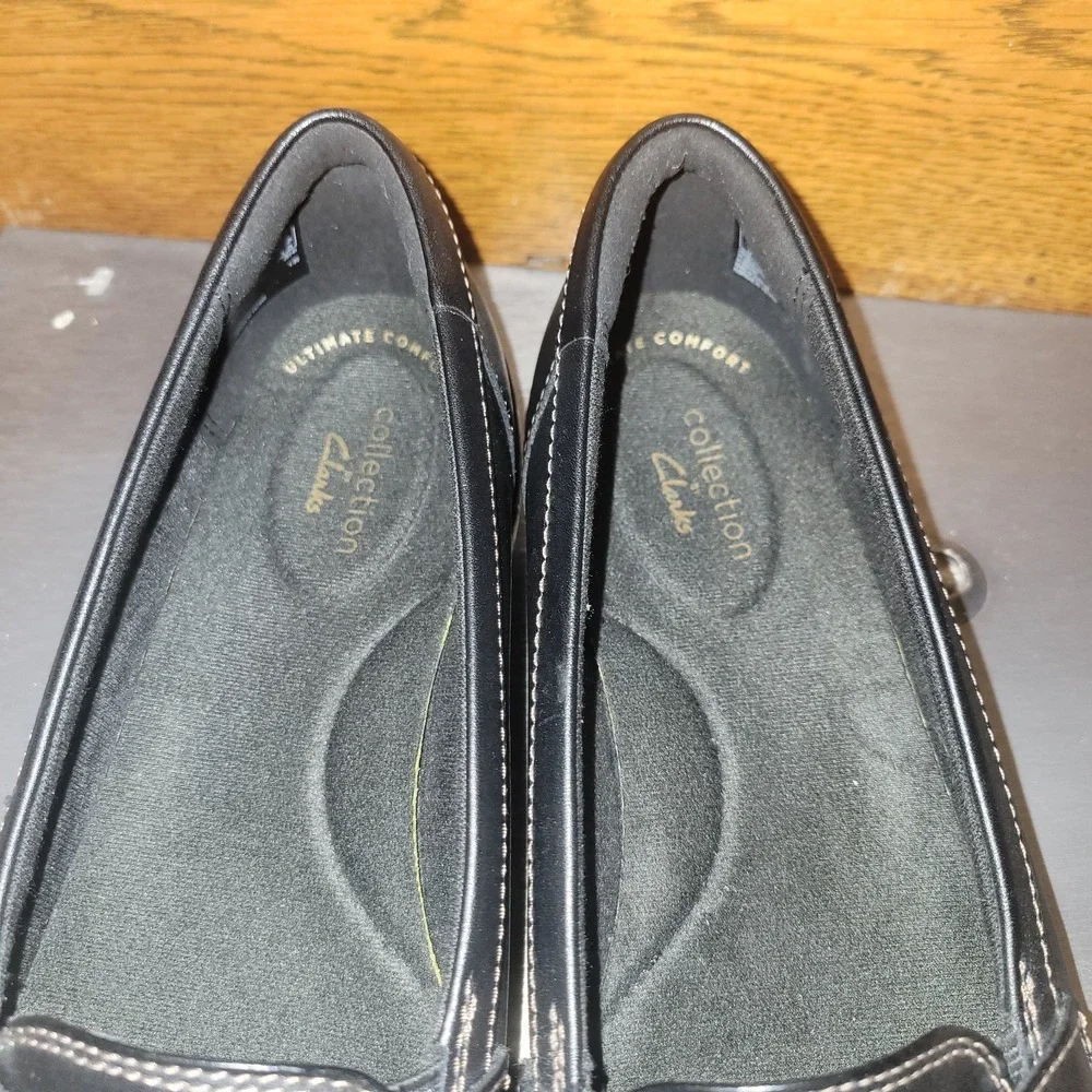 Clarks Collection Black Leather Tassel Loafers Womens 8.5 M‎ Ultimate Comfort